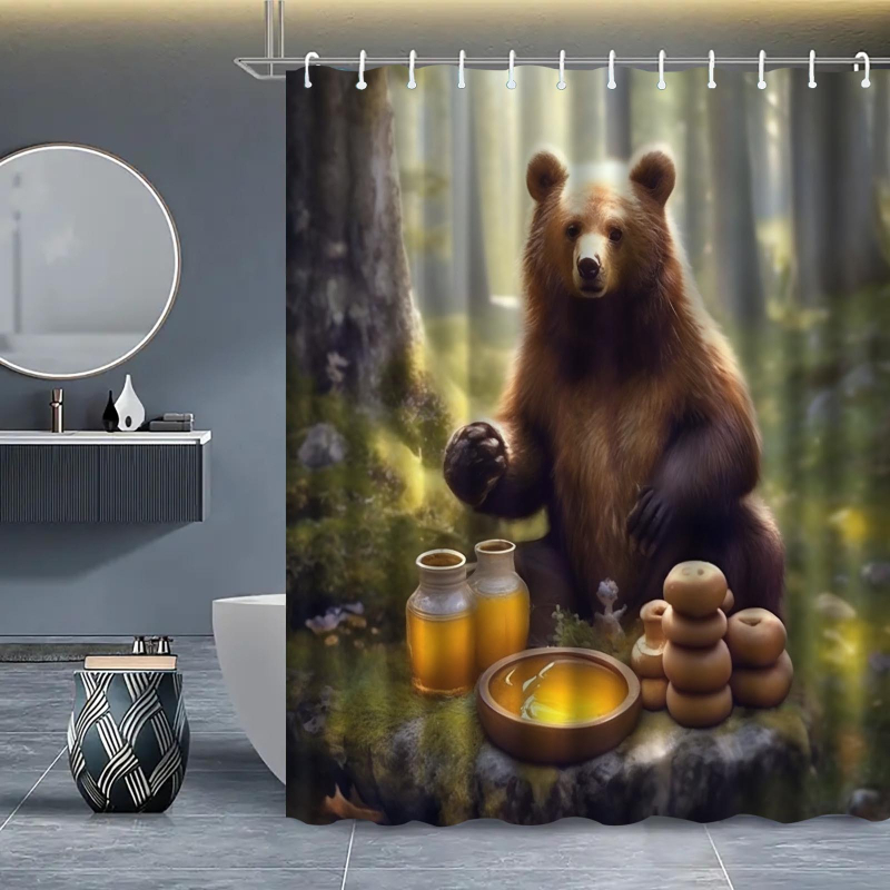 Metsakaru teemaline dušikardin Digitaalne vannitoakardin Duši veekindel vaheseinakardin Vannitoa veekardin Dušikardin