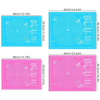 Piiriülene silikoonist sõtkumismatt toidukvaliteediga küpsetusrullmatt paksendatud mittenakkuva pehme silikoonmatiga majapidamises skaalaga
