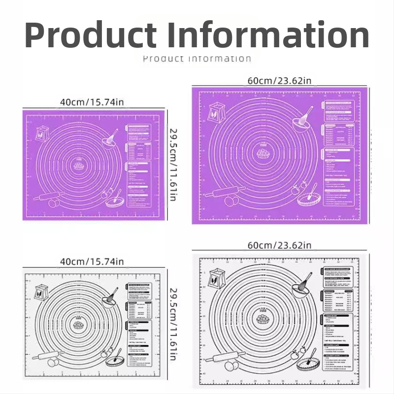 Силиконова подложка за месене с хранителен клас, удебелена незалепваща мека силиконова подложка за домакинство с кантар