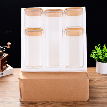 Τετράγωνο βάζο αποθήκευσης 12 τεμαχίων με καπάκι από μπαμπού, σφραγισμένο βάζο από μαργαριτάρι, ανθεκτικό στη θερμότητα σε βοριοπυριτικό, χονδρικής