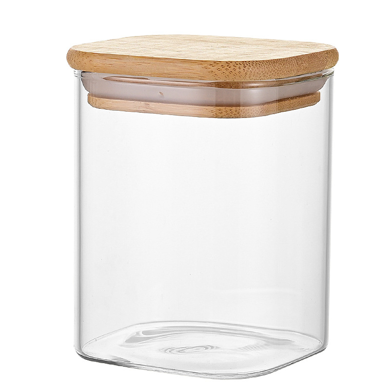 Cezhraničná bambusová veko 12-dielna štvorcová skladovacia nádoba s perlovým bavlneným oblekom, uzavretá nádoba s vysokým borosilikátovým tepelne odolným úložným džbánom, veľkoobchod