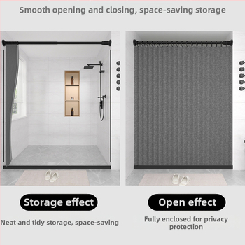 Kokkupandav dušikardin, vannitoa vaheseina kardin, löögivaba, veekindel, linasest imitatsiooniga vannitoa kardin, kuiva ja märja eraldamise tootja