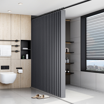 Kokkupandav dušikardin, vannitoa vaheseina kardin, löögivaba, veekindel, linasest imitatsiooniga vannitoa kardin, kuiva ja märja eraldamise tootja