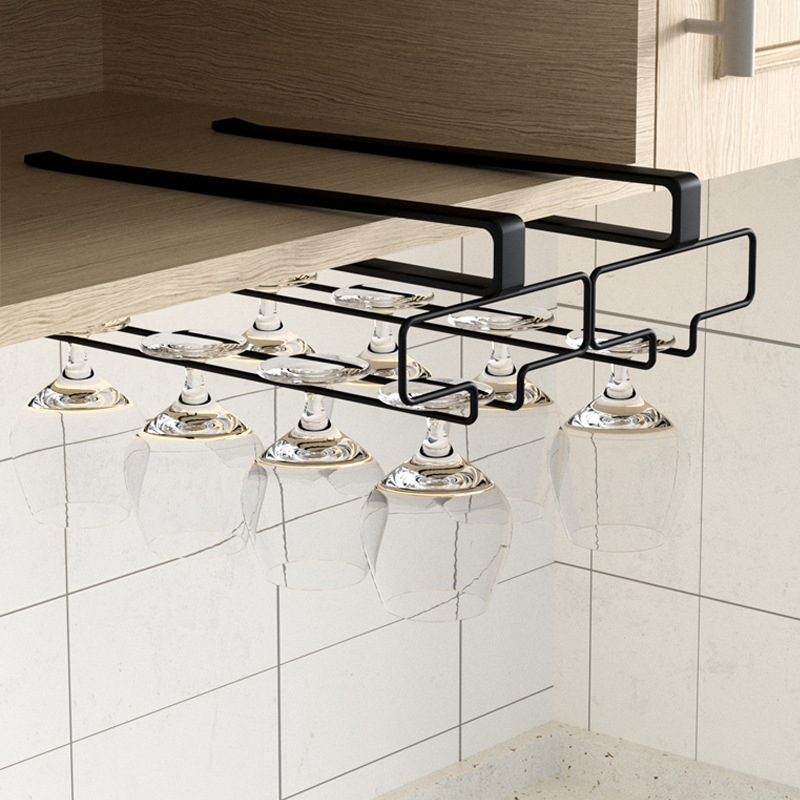 Virtuvės ir svetainės vyno puodelių laikiklis be perforatoriaus, apverstas stovas, buitinė taurės spintelė, pakabinama laikymo ir nusausinimo pakaba