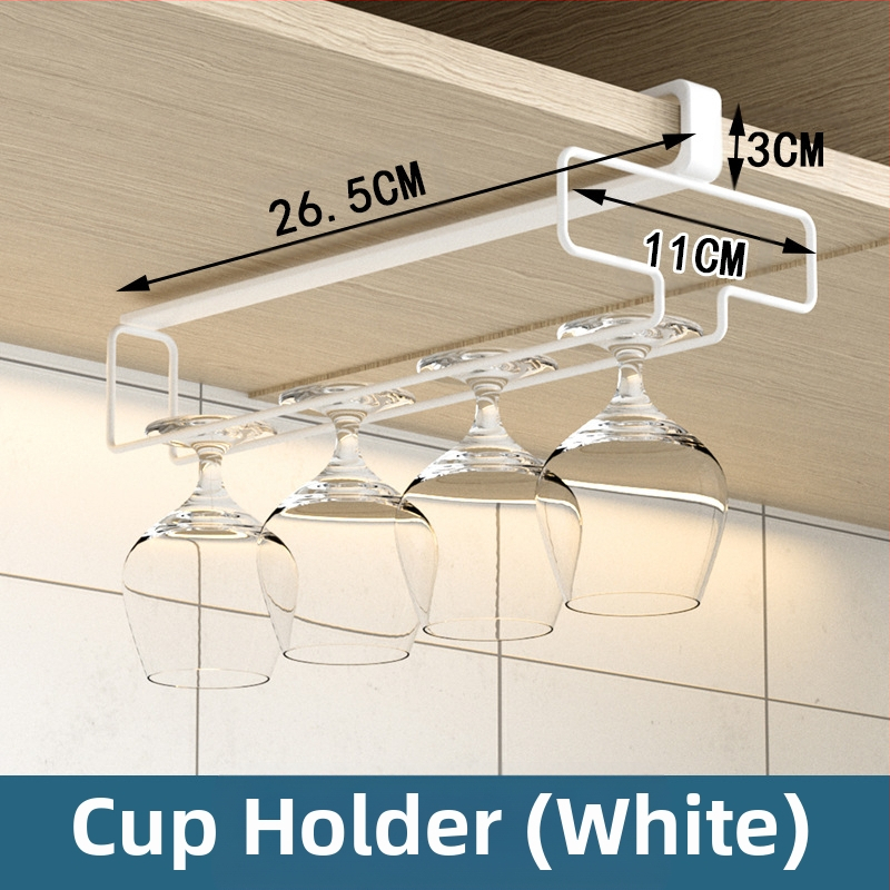 Virtuvės ir svetainės vyno puodelių laikiklis be perforatoriaus, apverstas stovas, buitinė taurės spintelė, pakabinama laikymo ir nusausinimo pakaba