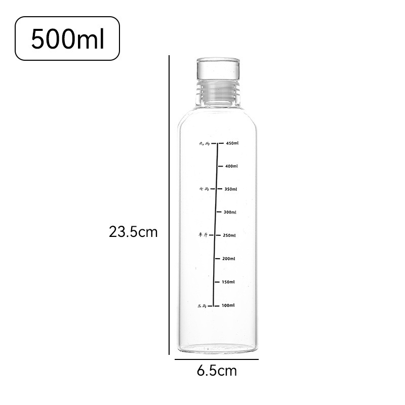 Kvaliteetne külmpruulimispudel, kuumakindel külmpruulitud teetass ajaskaalaga, kõrge borosiilikaatklaasist veetass, külmpruulitud teetass 500–1000