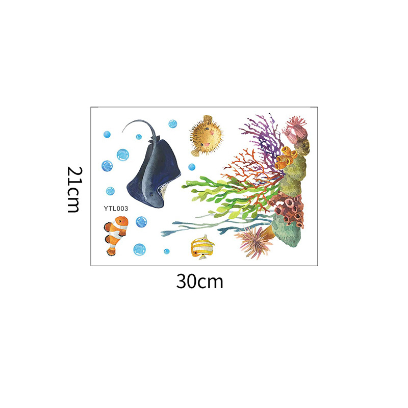 YTL003 šviečiantys povandeninio pasaulio koralų velnio žuvies lipdukai tualetui vonios kambario namų dekoravimo sienų lipdukai