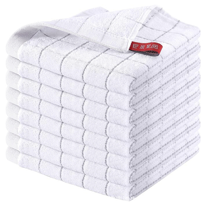 Grynos medvilnės languotas sugeriantis sutirštintas skuduras, visa medvilnė, vaflinis virtuvės valymo šluostė, indų šluostė, šveitimo veido rankšluostis