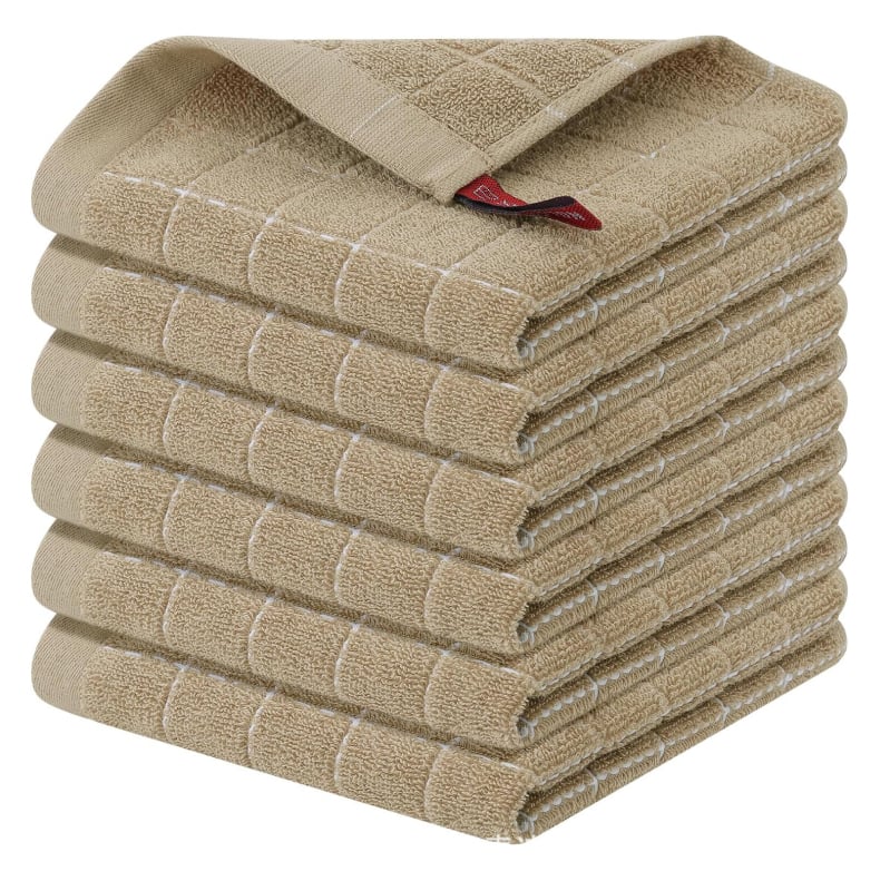 Grynos medvilnės languotas sugeriantis sutirštintas skuduras, visa medvilnė, vaflinis virtuvės valymo šluostė, indų šluostė, šveitimo veido rankšluostis