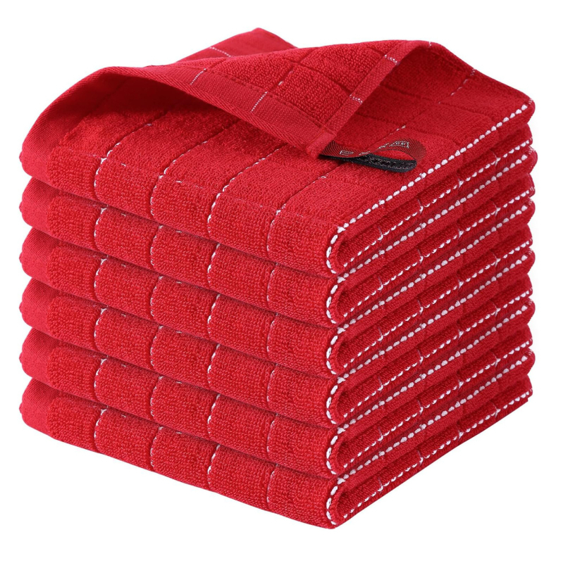 Grynos medvilnės languotas sugeriantis sutirštintas skuduras, visa medvilnė, vaflinis virtuvės valymo šluostė, indų šluostė, šveitimo veido rankšluostis