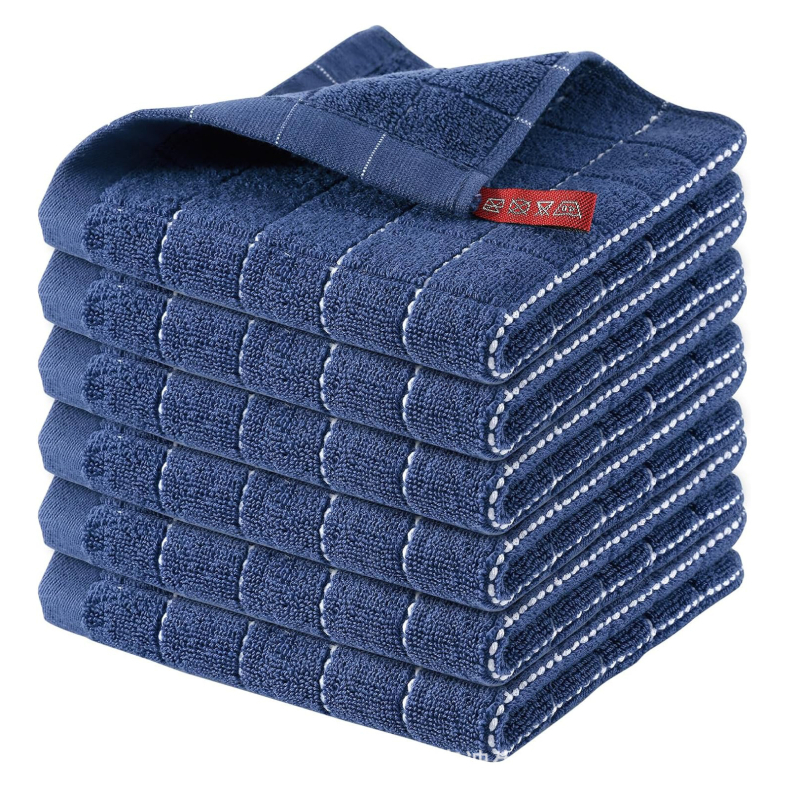 Grynos medvilnės languotas sugeriantis sutirštintas skuduras, visa medvilnė, vaflinis virtuvės valymo šluostė, indų šluostė, šveitimo veido rankšluostis