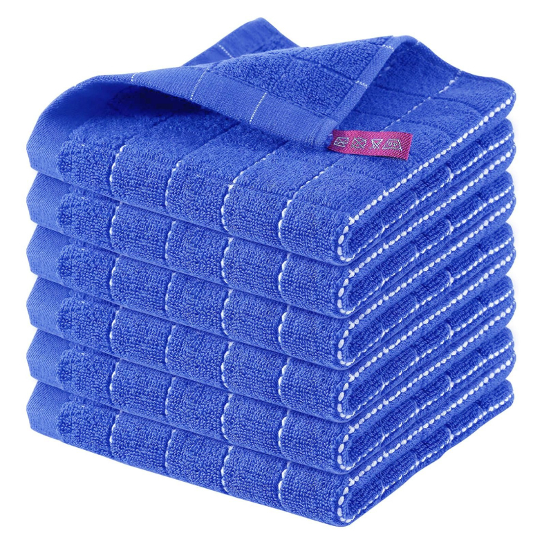 Grynos medvilnės languotas sugeriantis sutirštintas skuduras, visa medvilnė, vaflinis virtuvės valymo šluostė, indų šluostė, šveitimo veido rankšluostis