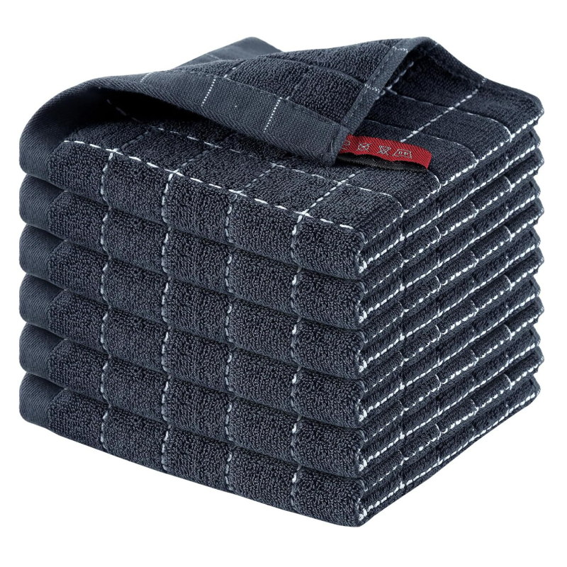 Grynos medvilnės languotas sugeriantis sutirštintas skuduras, visa medvilnė, vaflinis virtuvės valymo šluostė, indų šluostė, šveitimo veido rankšluostis