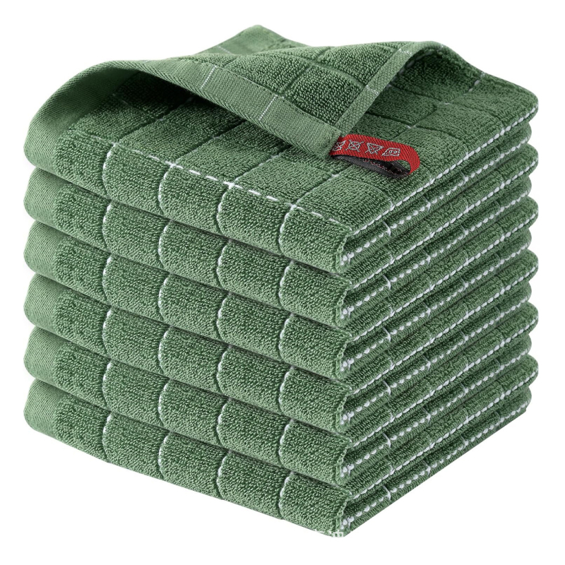 Grynos medvilnės languotas sugeriantis sutirštintas skuduras, visa medvilnė, vaflinis virtuvės valymo šluostė, indų šluostė, šveitimo veido rankšluostis