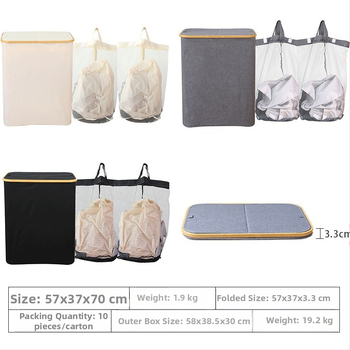 Tarpvalstybinis nešvarių drabužių krepšys miegamajam su vidiniu krepšiu ir dangčiu, sulankstomas bambuko ir medžio nešvarių drabužių laikymo krepšys vonios kambariui, didelis nešvarių drabužių krepšys