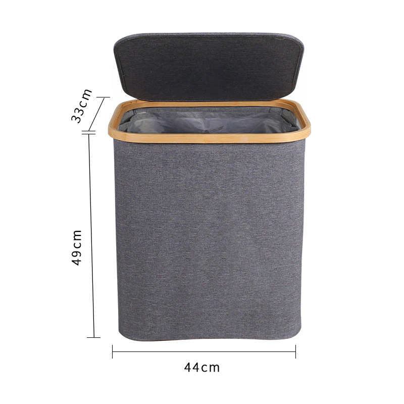 Tarpvalstybinis nešvarių drabužių krepšys miegamajam su vidiniu krepšiu ir dangčiu, sulankstomas bambuko ir medžio nešvarių drabužių laikymo krepšys vonios kambariui, didelis nešvarių drabužių krepšys