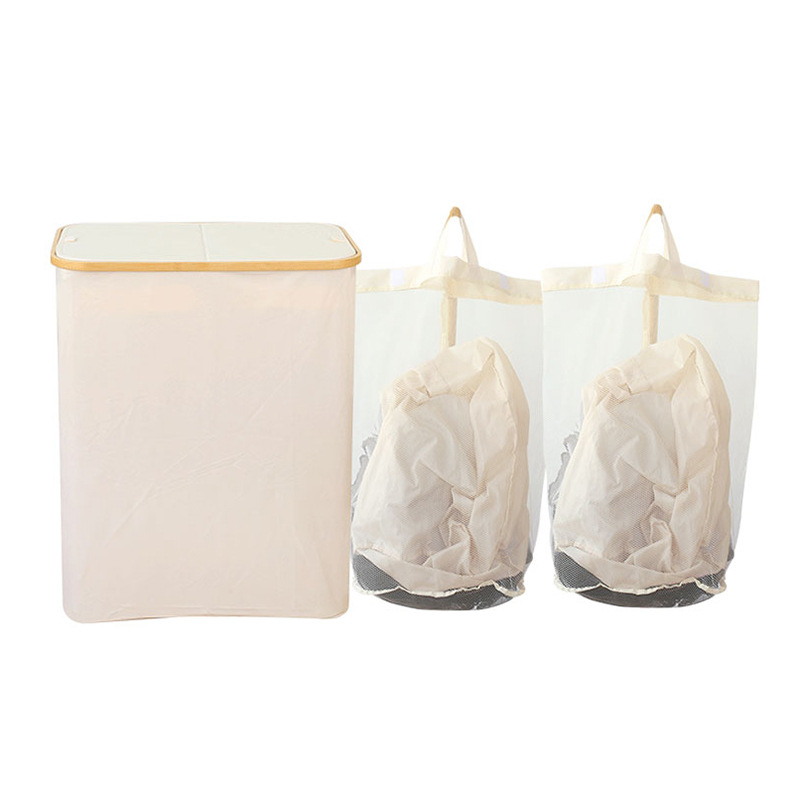 Tarpvalstybinis nešvarių drabužių krepšys miegamajam su vidiniu krepšiu ir dangčiu, sulankstomas bambuko ir medžio nešvarių drabužių laikymo krepšys vonios kambariui, didelis nešvarių drabužių krepšys