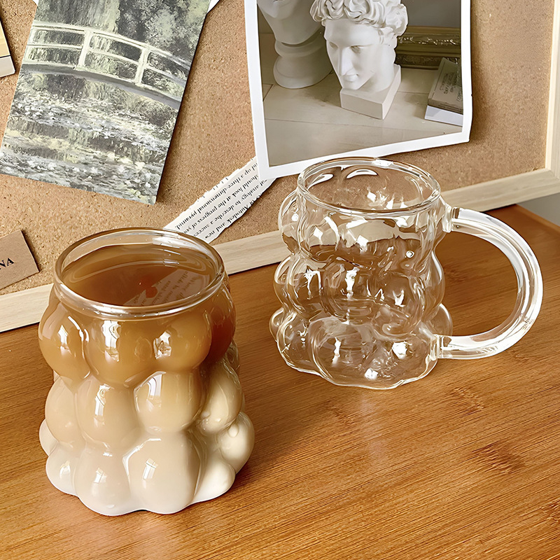 Kūrybingo stiliaus vynuogės formos stiklinis puodelis kavos puodelis su dideliu borosilikato kiekiu ir pienu, latte puodelis vandens puodelis sulčių puodelis