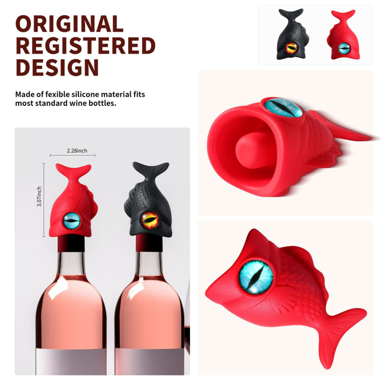 Tarpvalstybinis karšto maisto kokybės mažų žuvų raudonojo vyno kamštis silikoninio butelio kamštis vyno butelio kamštis vyno vakuuminis kamštis silikoninis vyno butelis