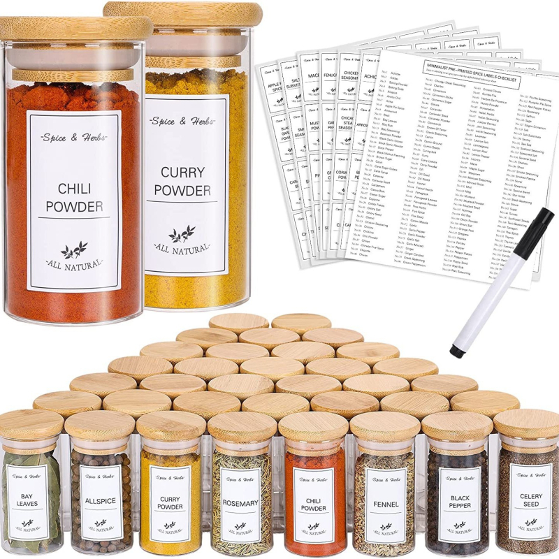 Set de etichete pentru alimente de bucătărie Amazon 192, autocolant pentru sticle de sticlă, material pentru condimente, autocolant de clasificare a sticlelor, etichetă albă
