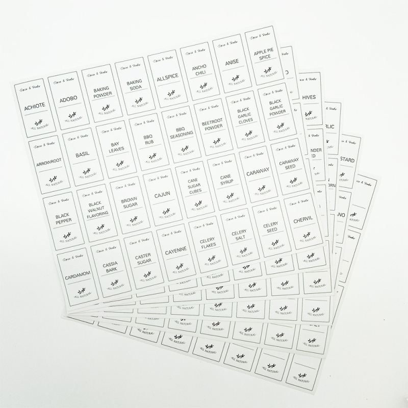Amazon 192 uzlīmju virtuves pārtikas etiķešu komplekts stikla pudeles uzlīme garšvielu materiāla pudeles klasifikācijas uzlīme balta etiķete