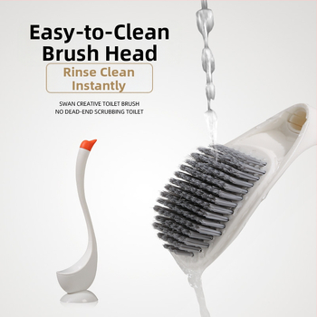 Plastikinis gulbės formos tualetinis šepetys, silikoninis buitinis tualetinis šepetys be nukritimo kampo, vonios kambario ilgarankis tualeto valymo šepetys