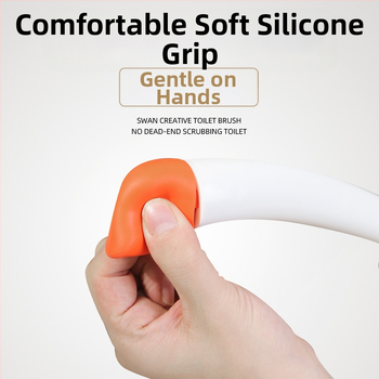 Plastikinis gulbės formos tualetinis šepetys, silikoninis buitinis tualetinis šepetys be nukritimo kampo, vonios kambario ilgarankis tualeto valymo šepetys