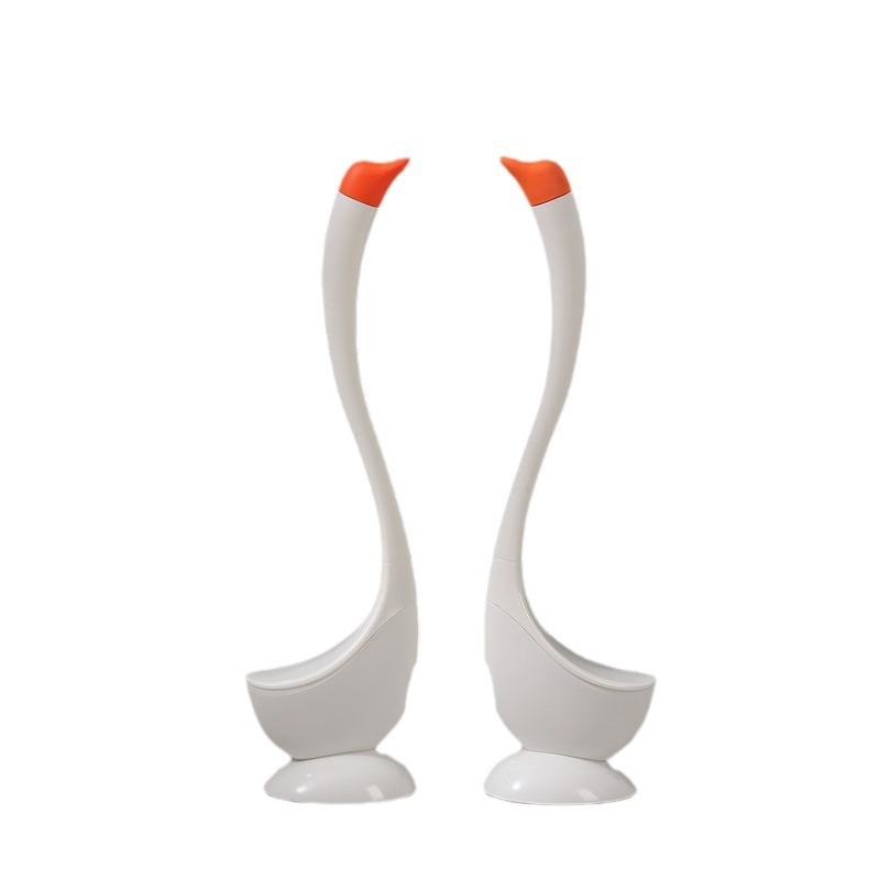 Plastikinis gulbės formos tualetinis šepetys, silikoninis buitinis tualetinis šepetys be nukritimo kampo, vonios kambario ilgarankis tualeto valymo šepetys