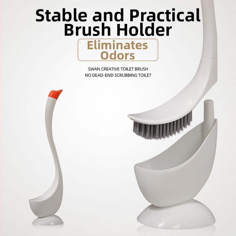 Пластмасова четка за тоалетна с форма на лебед, силиконова домакинска четка за тоалетна с дълга дръжка, без мъртъв ъгъл, четка за тоалетна за баня