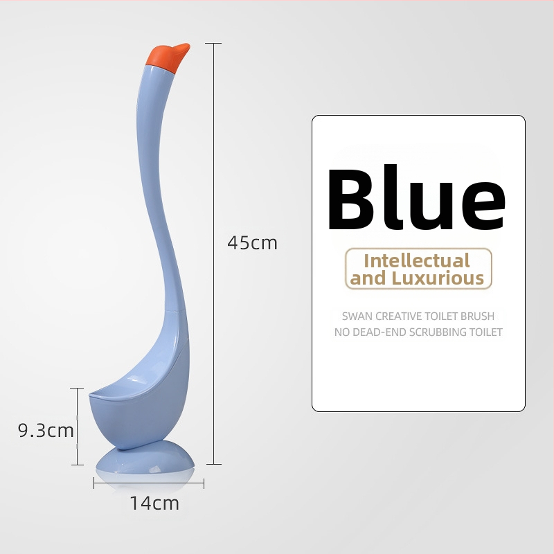 Plastikinis gulbės formos tualetinis šepetys, silikoninis buitinis tualetinis šepetys be nukritimo kampo, vonios kambario ilgarankis tualeto valymo šepetys