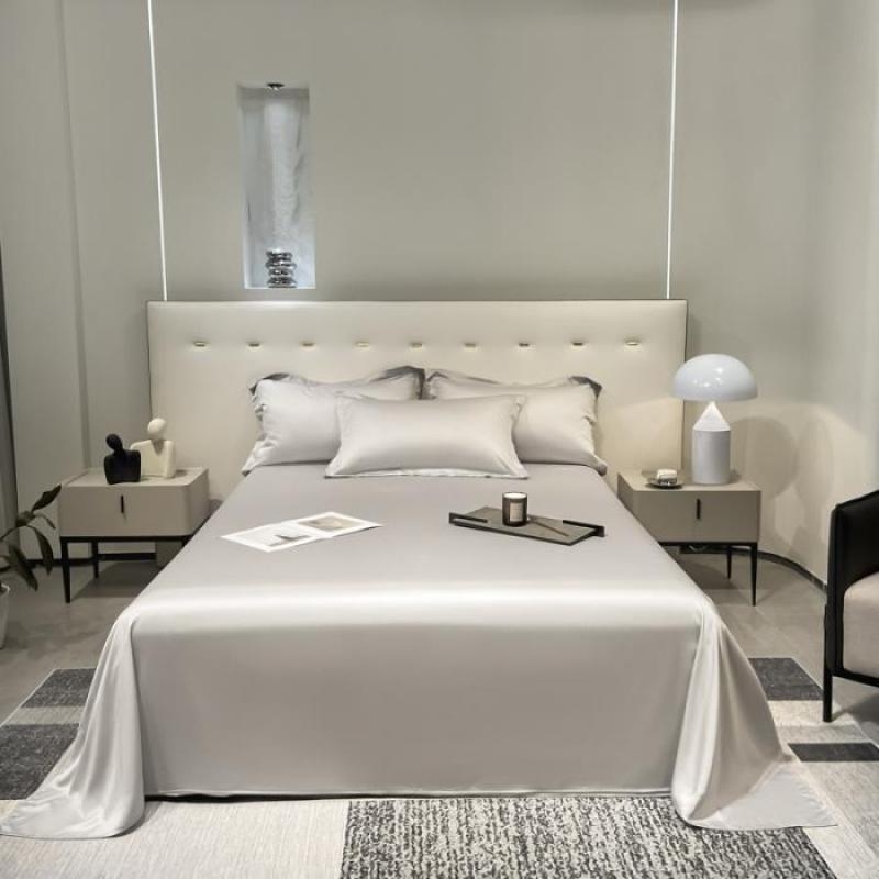 Nauja aukščiausios klasės Tencel vientisos spalvos šilkinė stumdoma, šviesi, prabangi viešbučio vasarinė plona viengulė dvigulė lyocell paklodė