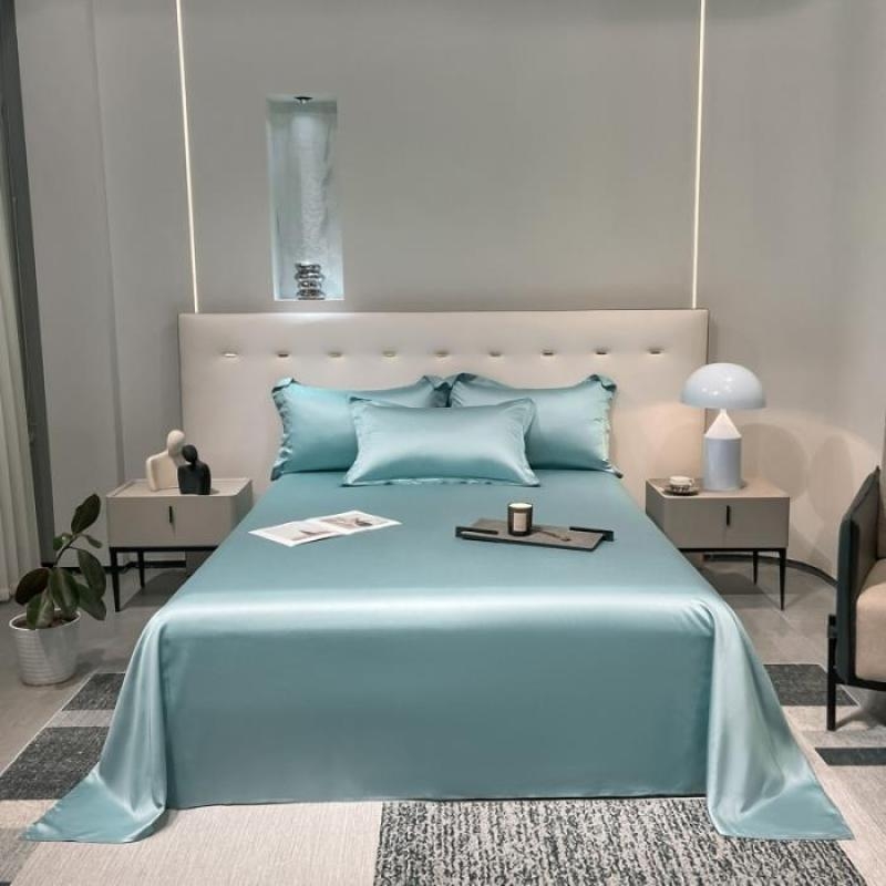 Nauja aukščiausios klasės Tencel vientisos spalvos šilkinė stumdoma, šviesi, prabangi viešbučio vasarinė plona viengulė dvigulė lyocell paklodė