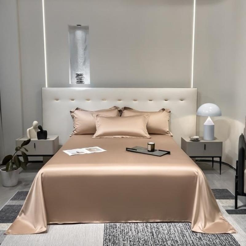 Nauja aukščiausios klasės Tencel vientisos spalvos šilkinė stumdoma, šviesi, prabangi viešbučio vasarinė plona viengulė dvigulė lyocell paklodė