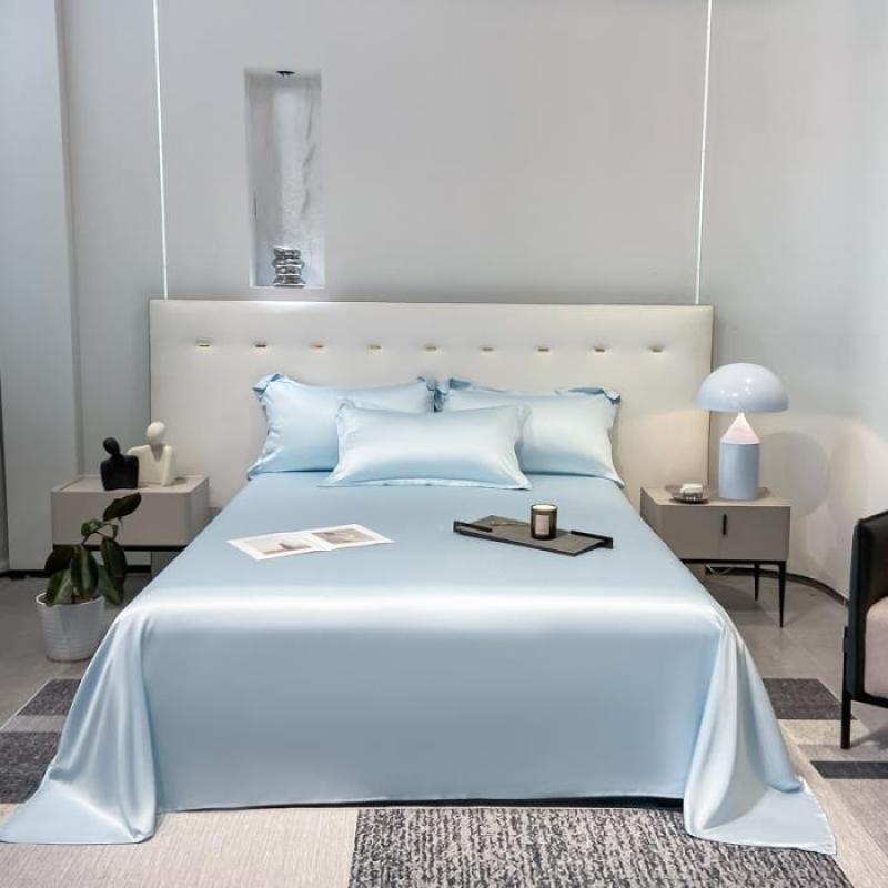 Nauja aukščiausios klasės Tencel vientisos spalvos šilkinė stumdoma, šviesi, prabangi viešbučio vasarinė plona viengulė dvigulė lyocell paklodė