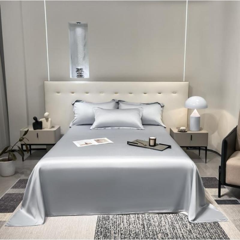 Nauja aukščiausios klasės Tencel vientisos spalvos šilkinė stumdoma, šviesi, prabangi viešbučio vasarinė plona viengulė dvigulė lyocell paklodė