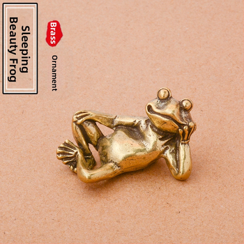 Gryno žalvario nelaimingas miegančios varlės namams, maža dekoracija biurui, darbalaukio varlė, arbata, augintinių dekoravimo rankenos žaislas