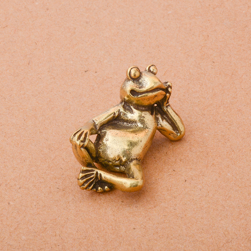 Gryno žalvario nelaimingas miegančios varlės namams, maža dekoracija biurui, darbalaukio varlė, arbata, augintinių dekoravimo rankenos žaislas