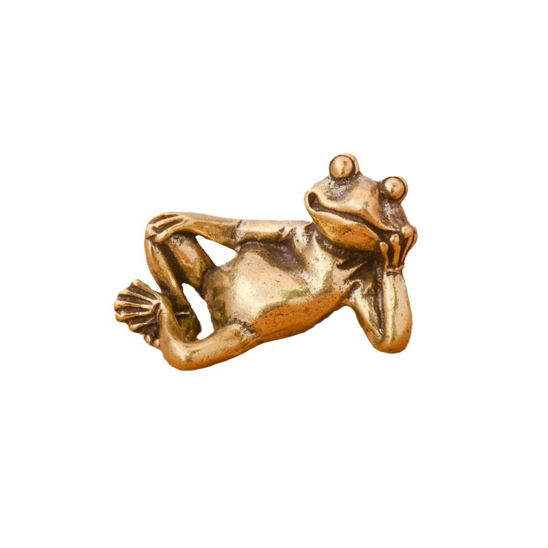 Gryno žalvario nelaimingas miegančios varlės namams, maža dekoracija biurui, darbalaukio varlė, arbata, augintinių dekoravimo rankenos žaislas