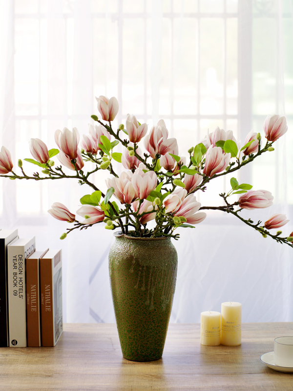 Svetainės kiniškų gėlių papuošalai gėlininkystės netikros gėlės dirbtinių gėlių pojūtis stalo dekoravimas namų šviesa prabangi magnolija