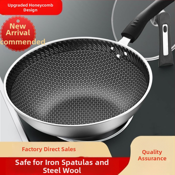 Vokiška nerūdijančio plieno „Wok“ keptuvė su nelimpančia danga, be dūmų, indukcinė viryklė, dujinė „Universal Wok XH“