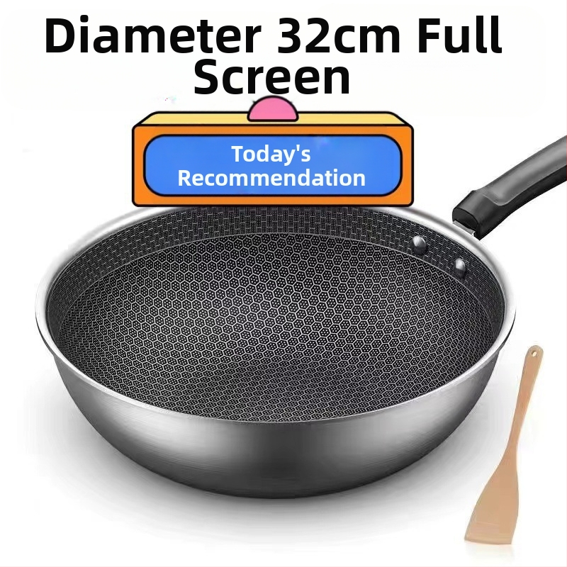 Vokiška nerūdijančio plieno „Wok“ keptuvė su nelimpančia danga, be dūmų, indukcinė viryklė, dujinė „Universal Wok XH“