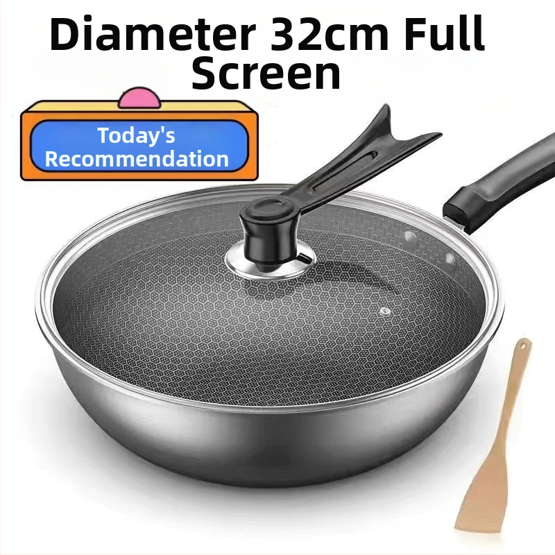 Vokiška nerūdijančio plieno „Wok“ keptuvė su nelimpančia danga, be dūmų, indukcinė viryklė, dujinė „Universal Wok XH“