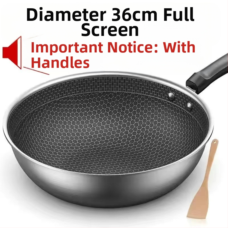 Vokiška nerūdijančio plieno „Wok“ keptuvė su nelimpančia danga, be dūmų, indukcinė viryklė, dujinė „Universal Wok XH“