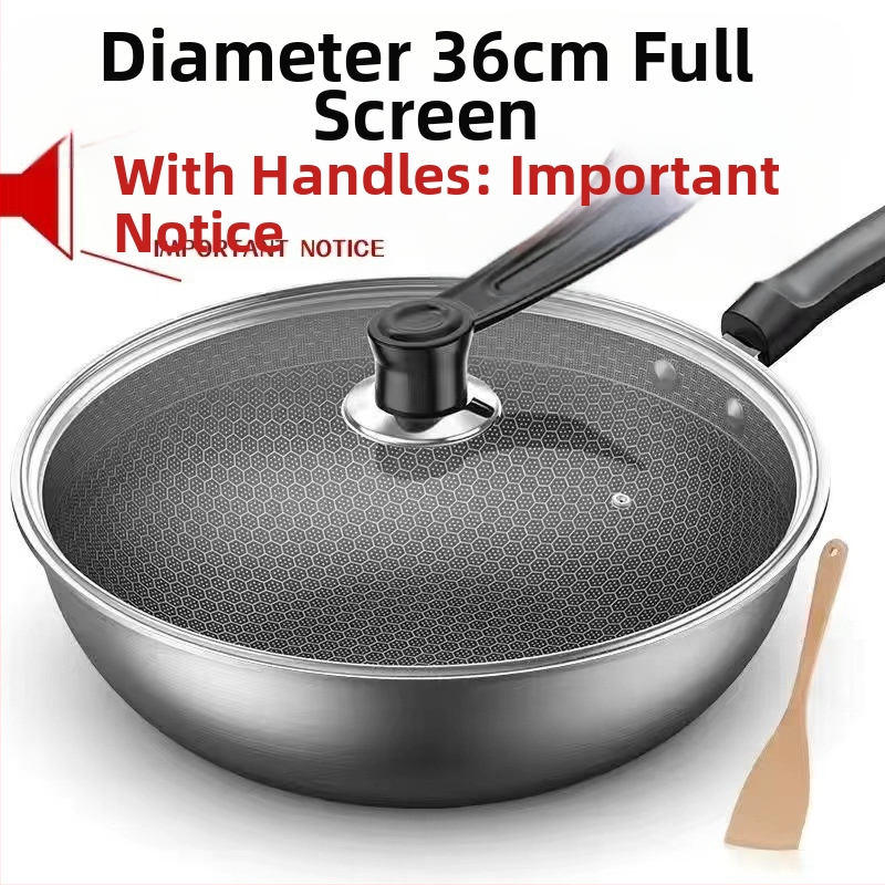 Vokiška nerūdijančio plieno „Wok“ keptuvė su nelimpančia danga, be dūmų, indukcinė viryklė, dujinė „Universal Wok XH“