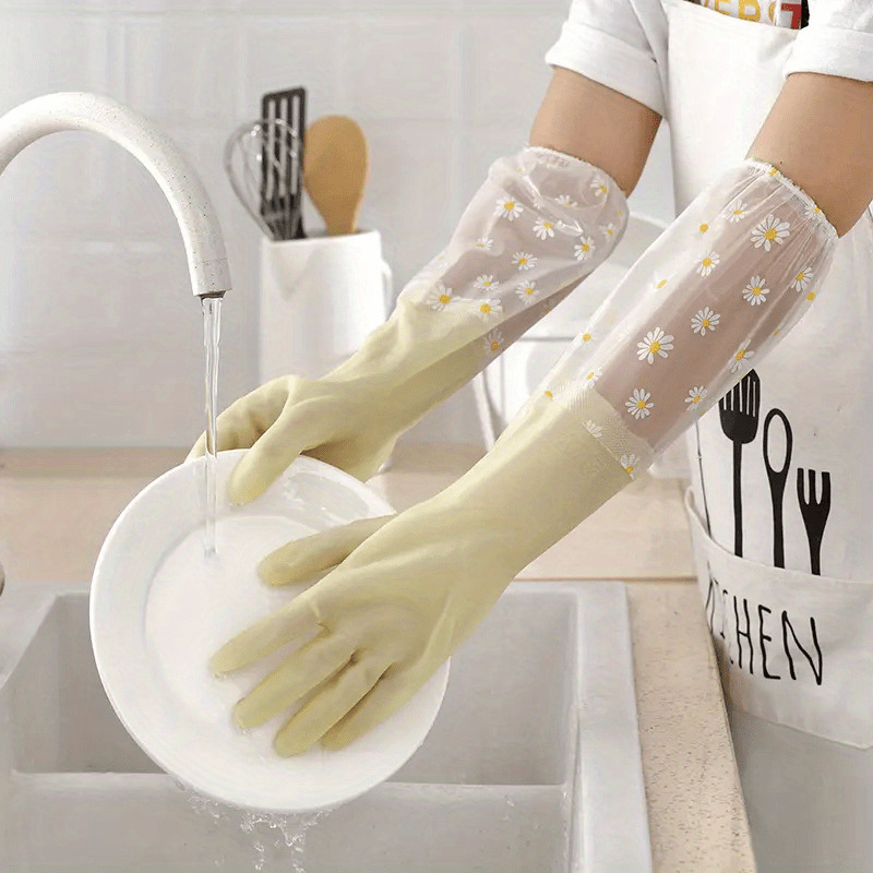 Radoši želejas krāsas virtuves tīrīšanas cimdi, plastmasas jostas, garie cimdi, trauku mazgāšana, drēbju mazgāšana, ūdensnecaurlaidīgi lateksa cimdi