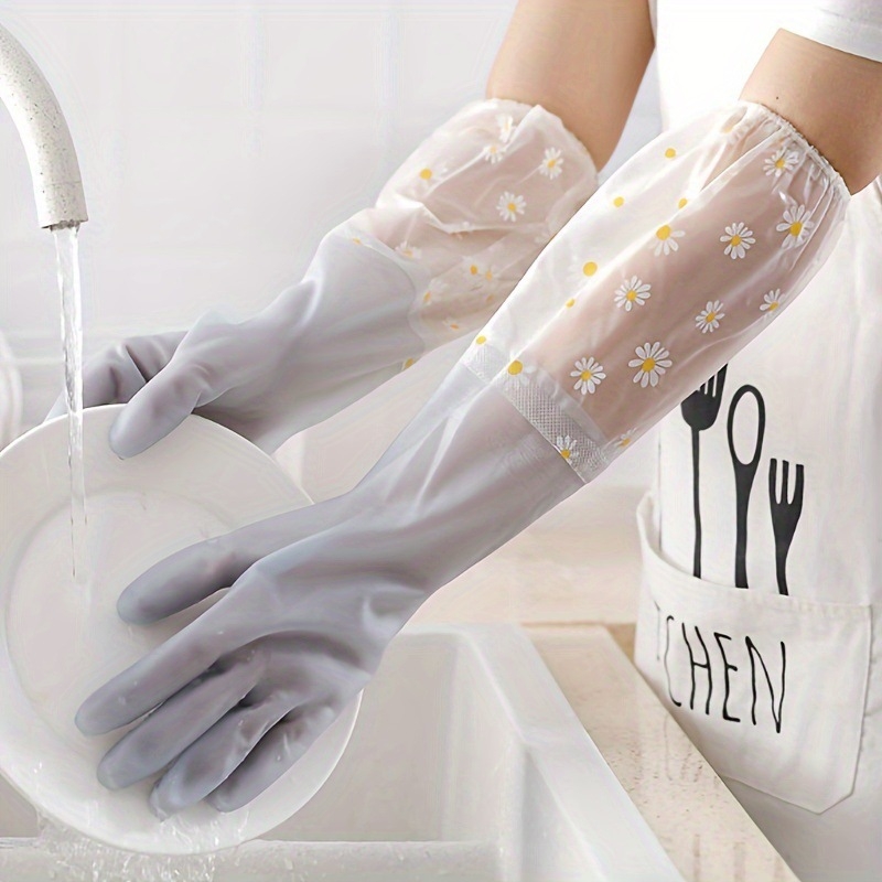 Radoši želejas krāsas virtuves tīrīšanas cimdi, plastmasas jostas, garie cimdi, trauku mazgāšana, drēbju mazgāšana, ūdensnecaurlaidīgi lateksa cimdi
