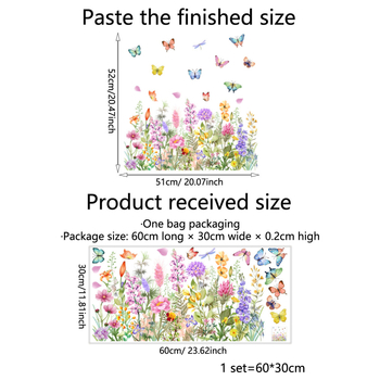 Dj3061 Spalvingo drugelio gėlės statinis stiklo lipdukas svetainės miegamojo lango lipdukas namų dekoravimas langų dekoravimas