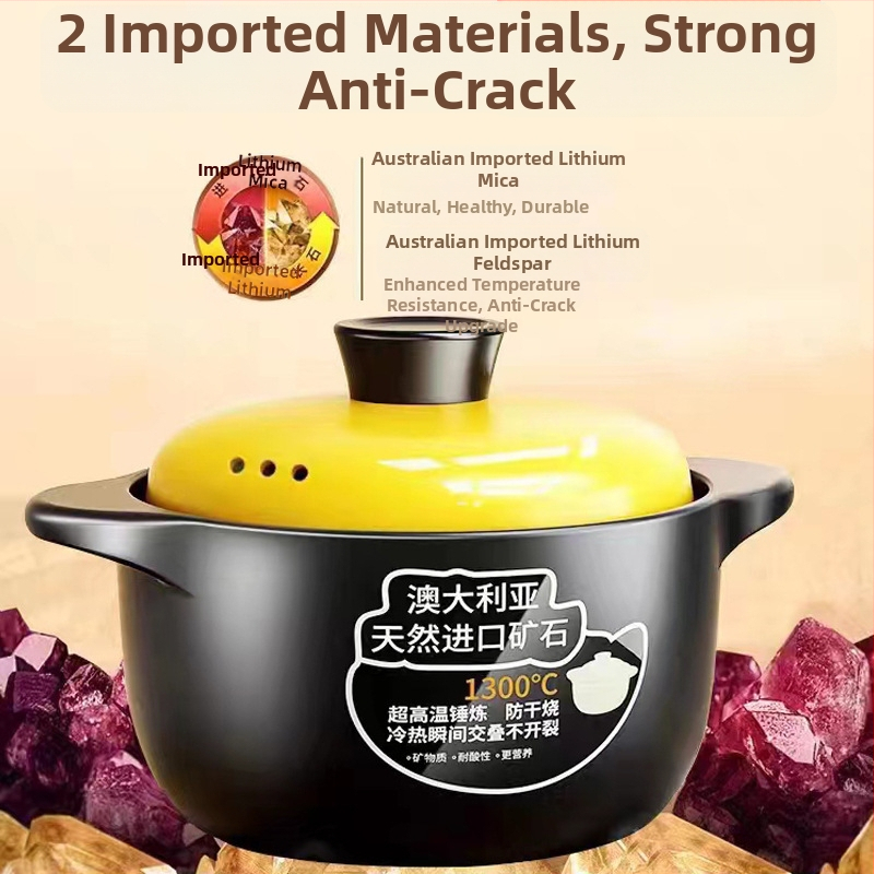 Гювеч за яхния, домакински газов, устойчив на висока температура, керамичен гювеч за супа, сухо горещ, ненапукващ се, газов котлон, специален гювеч за супа