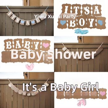 Kohandatud tähemärgist tõmmatav lipp Vintage kraftpaberist beebide laste sünnipäevapeo tõmmatav lipp tõmmatav lillekaunistused