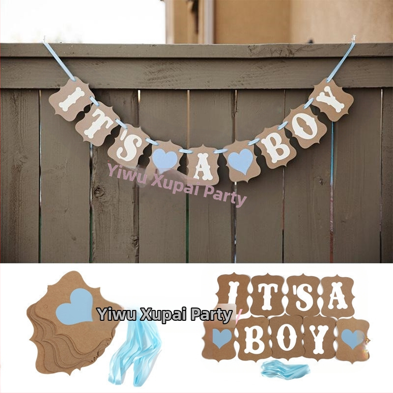 Персонализиран етикет с букви, издърпайте флаг, винтидж крафт хартия, бебе, детски рожден ден, издърпайте флаг, издърпайте цветна декорация